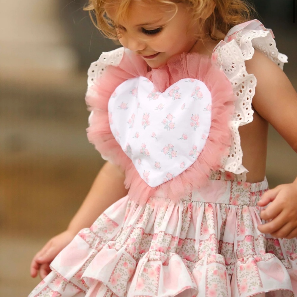 Pink Heart Ruffle Kids Dress - Picture 5 of 5